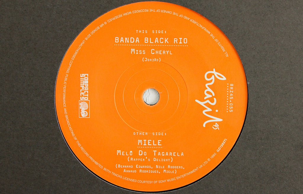 Banda Black Rio – Miss Cheryl / Miele – Melô Do Tagarela (Rapper's Delight) (Instrumental) – 7" Vinyl