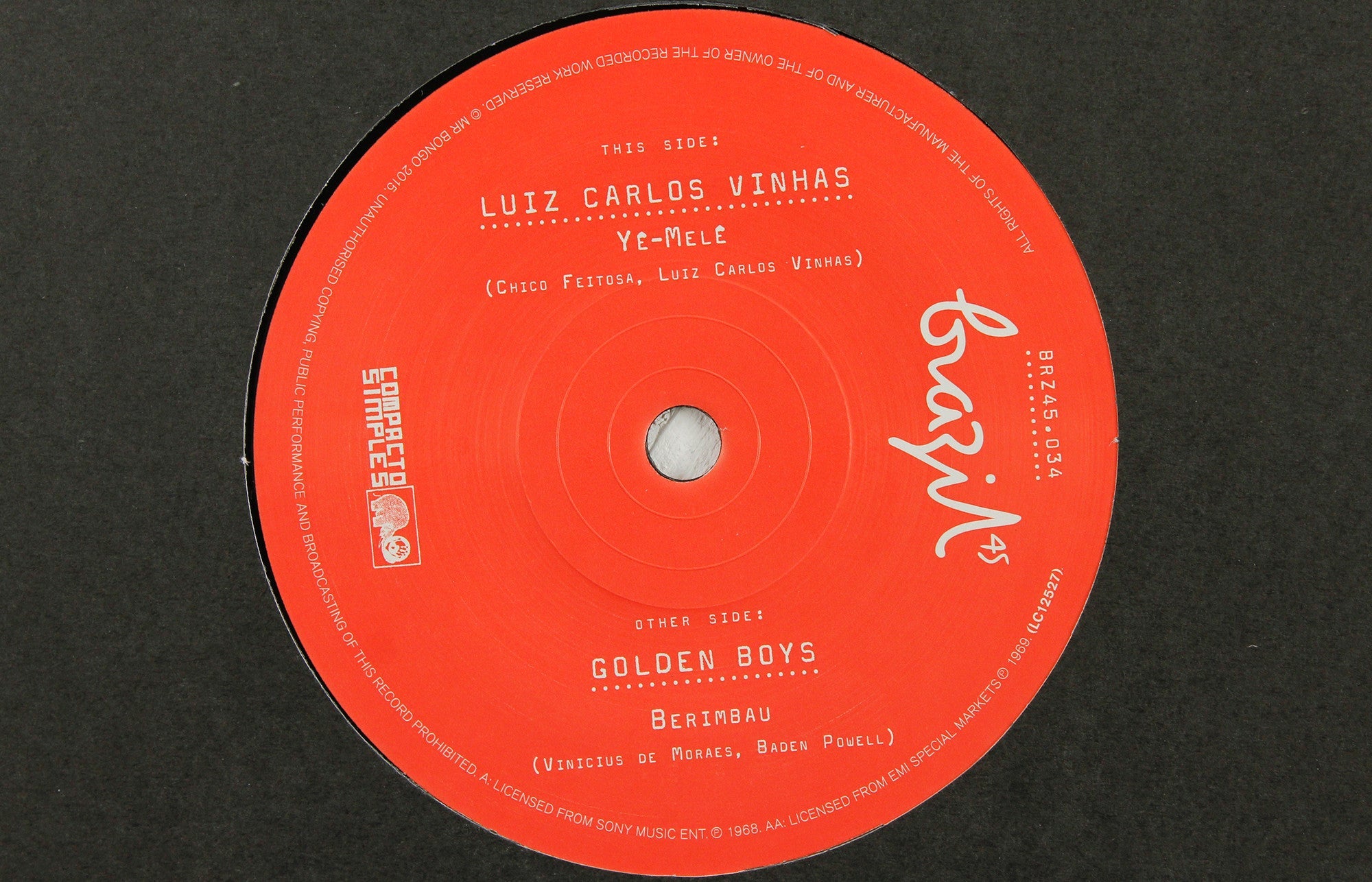 Luiz Carlos Vinhas – Ye Mele / Golden Boys – Berimbau – 7" Vinyl