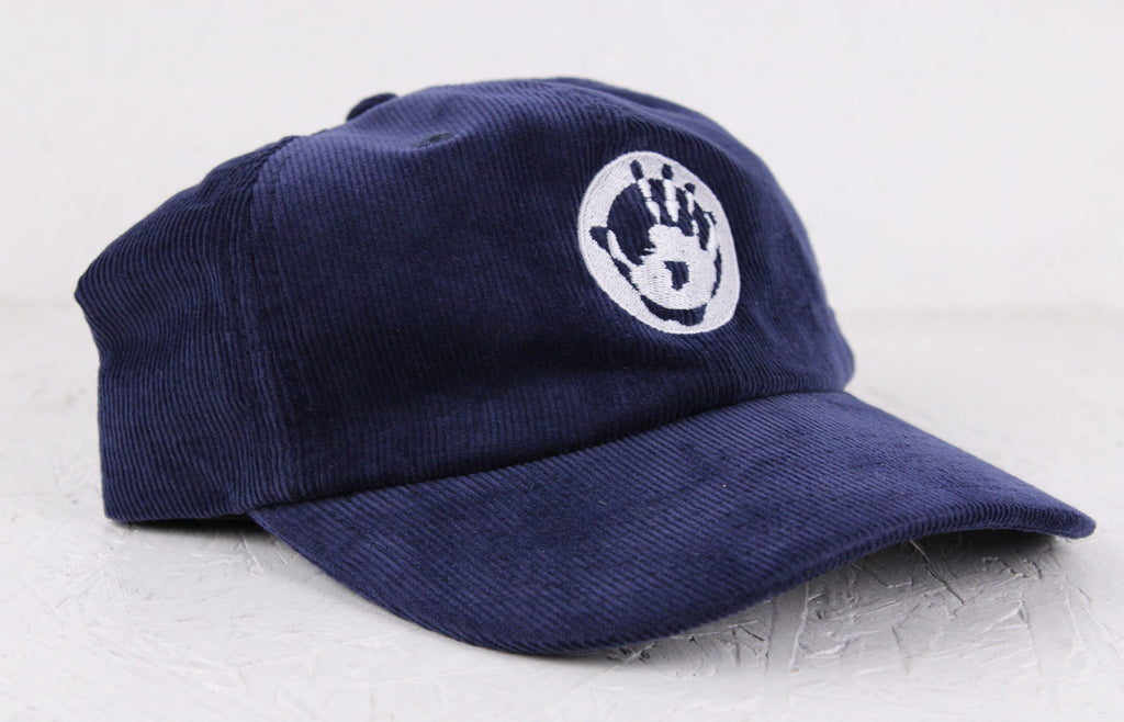 Mr Bongo Corduroy Cap – Hand Logo (Navy Blue & White)