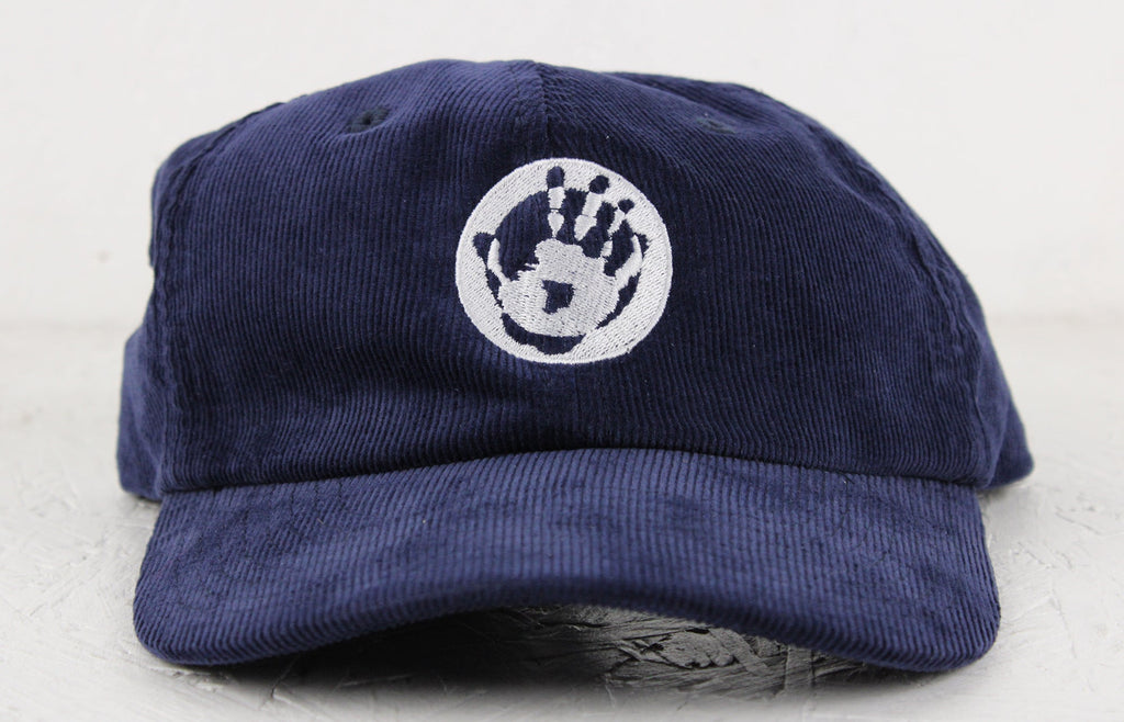 Mr Bongo Corduroy Cap – Hand Logo (Navy Blue & White)