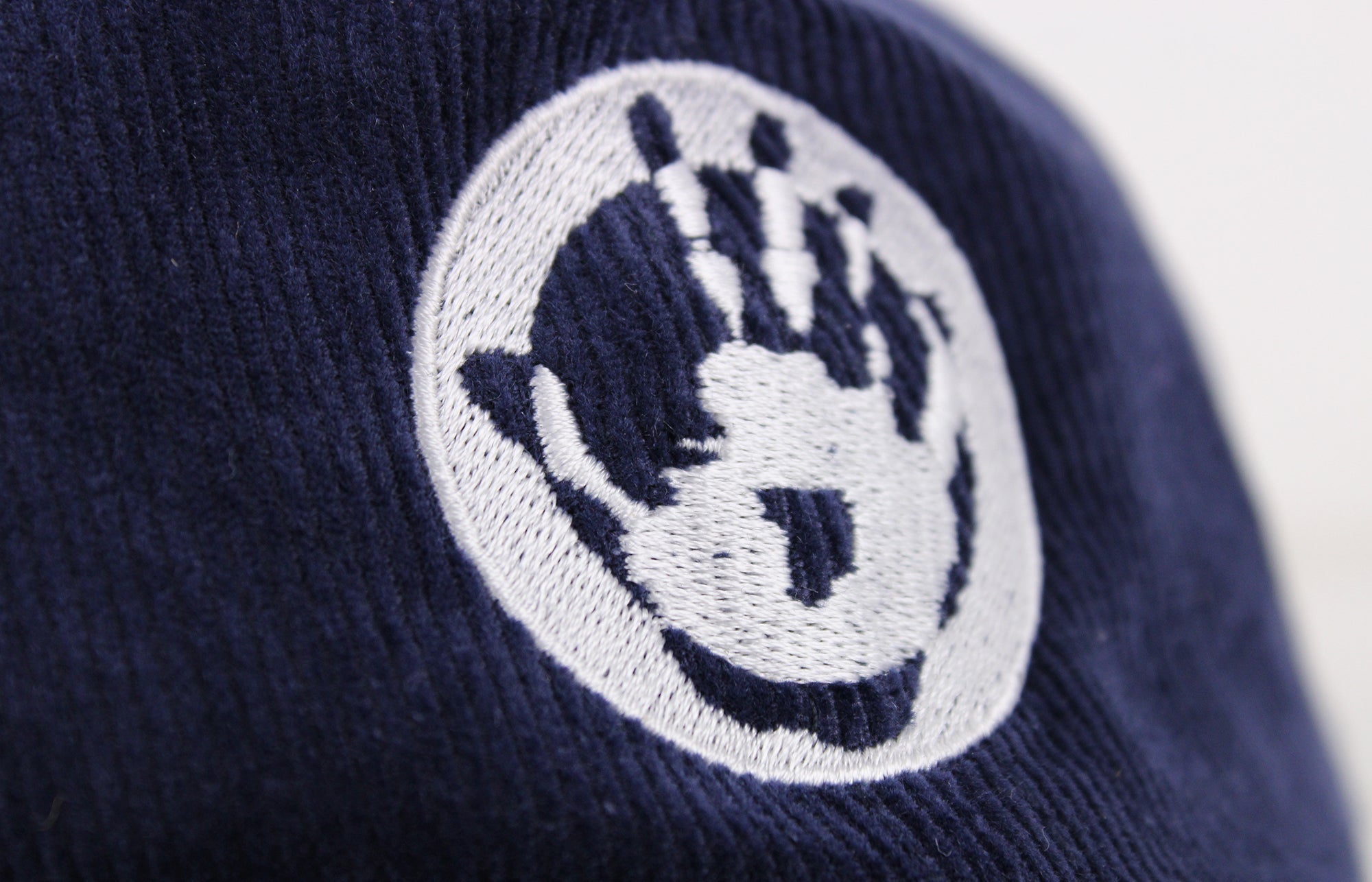Mr Bongo Corduroy Cap – Hand Logo (Navy Blue & White)