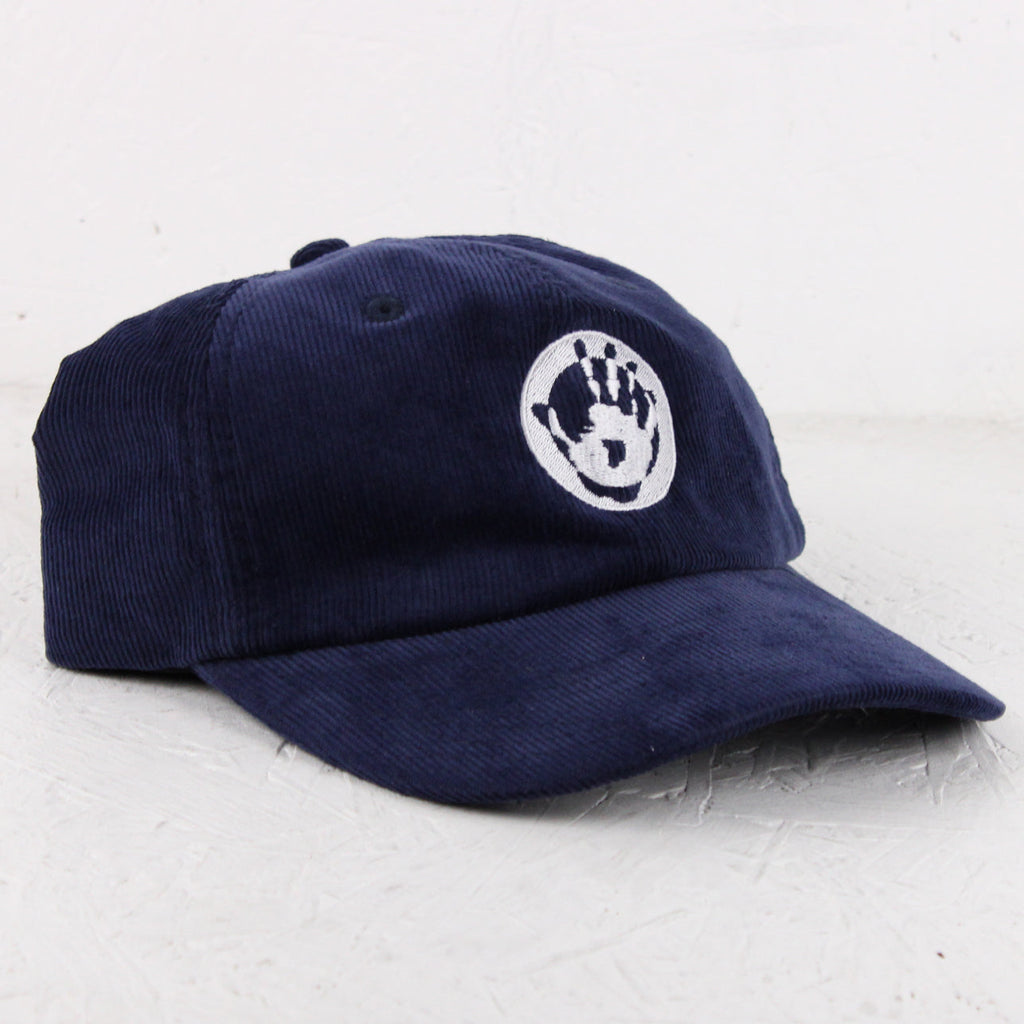 Mr Bongo Corduroy Cap – Hand Logo (Navy Blue & White)