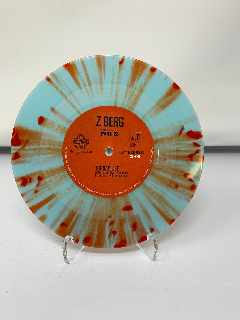 Z Berg & Ryan Ross 7" Vinyl Record- The Bad List/I Go To Sleep/I Fall For The Same Face Everytime (ETR092)
