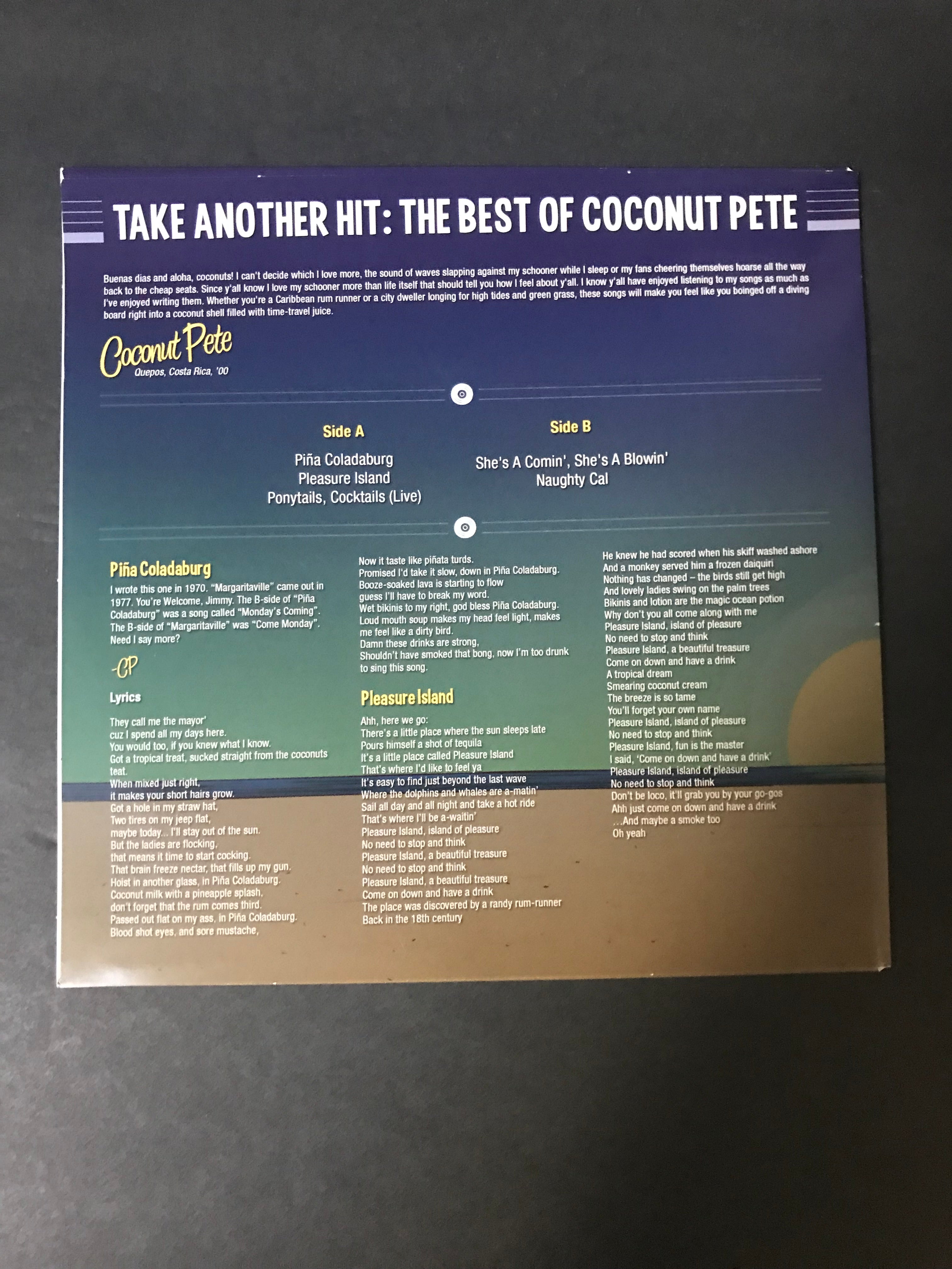 The Best of Coconut Pete: Take Another Hit 7" SAND FILLED VINYL (ETR065)