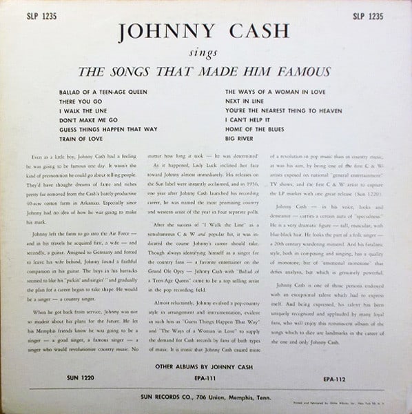 Johnny Cash — Sings The Songs That Made Him Famous