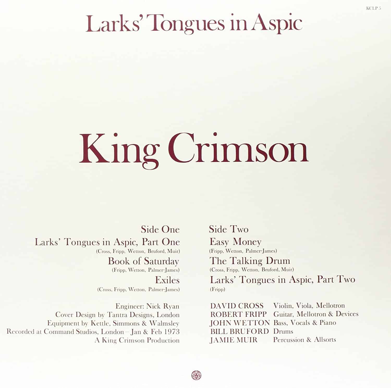 King Crimson — Lark’s Tongue In Aspic