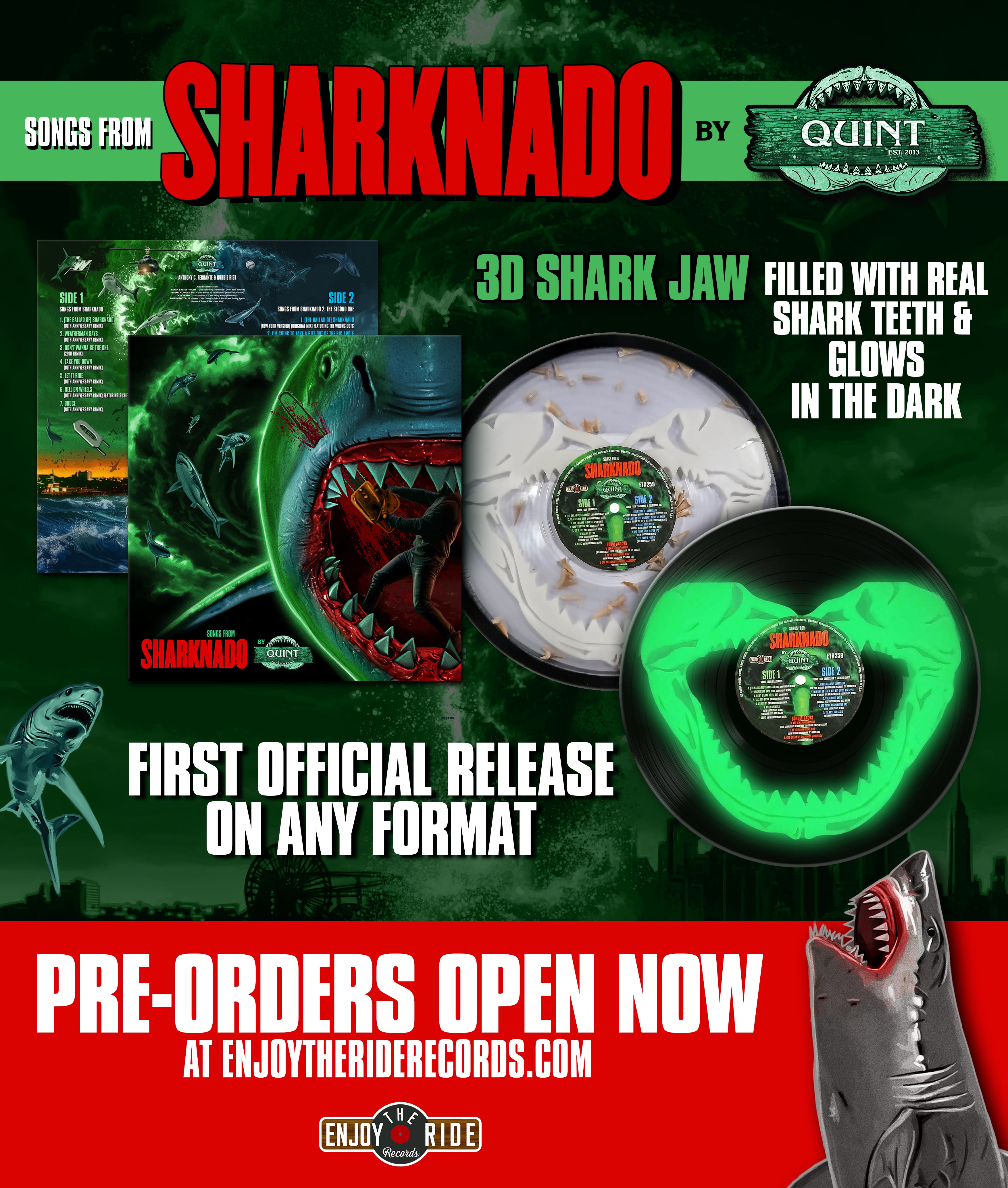 Glow In The Dark 3D Printed REAL Shark Tooth FILLED Vinyl for Songs from Sharknado PRE ORDER