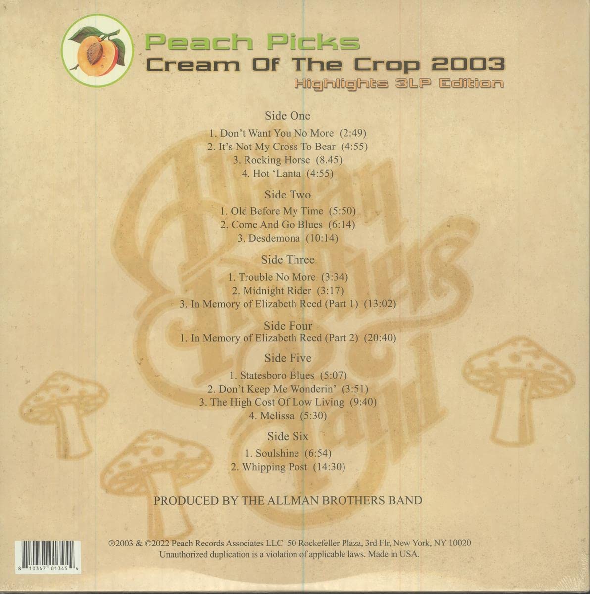 Allman Brothers Band — Cream Of The Crop 2003: Highlights (3-LP)